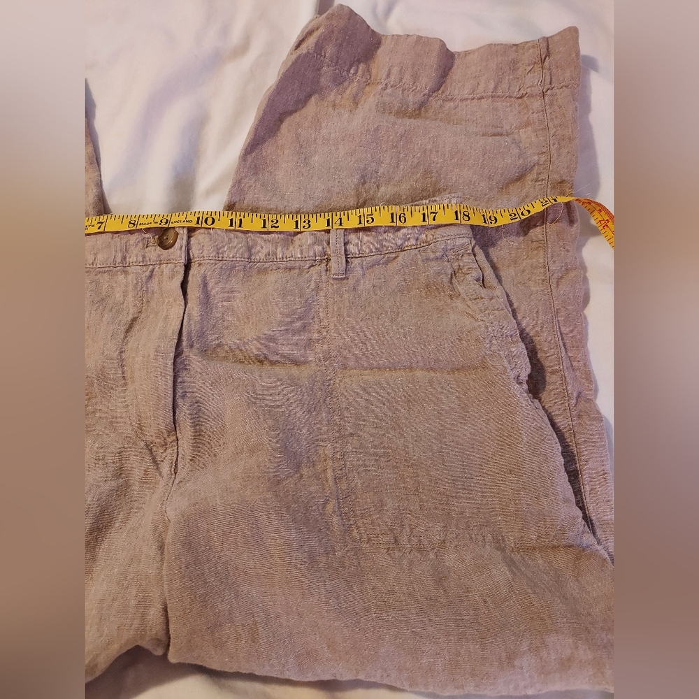 J. Jill Love Linen Women's Tan Wide Leg Flowy Cropped Pants - Picture 5 of 9
